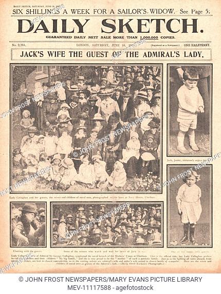 1916 Daily Sketch front page Lady Callaghan attends a Mother's Union meeting at Chatham Dockyard