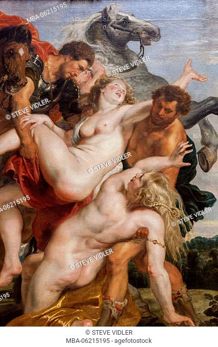 Germany, Bavaria, Munich, The Old Pinakothek Museum (Alte Pinakothek), Painting titled The Rape of the Daughters of Leucippus (Der Raub der Tochter des...