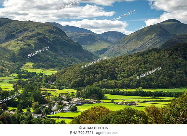 The village of Rosthwaite in the Borrowdale Valley, Lake District National Park, UNESCO World Heritage Site, Cumbria, England, United Kingdom, Europe