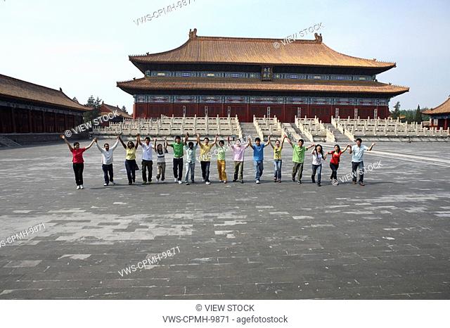 People From Different Countries Being Together In The Forbidden City, Beijing, China