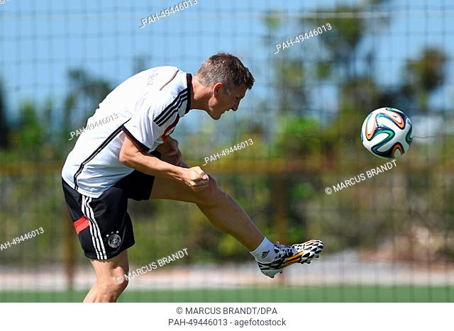 Bastian Schweinsteiger in action during a training session of the German national soccer team at the training center in Santo Andre, Brazil, 17 June 2014