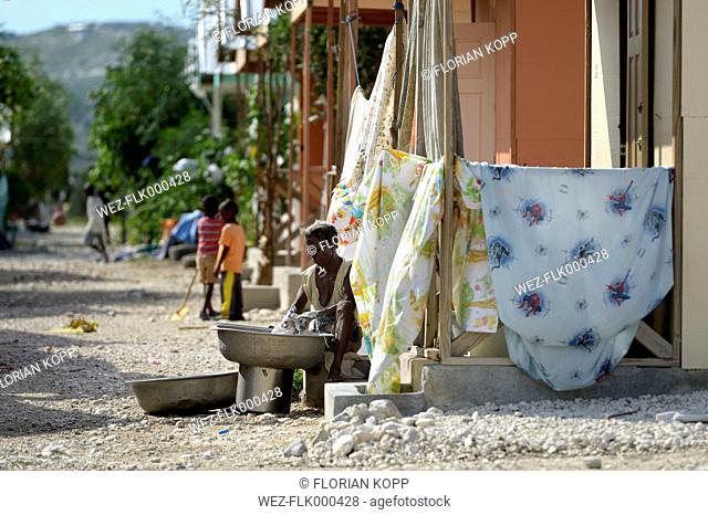 Haiti, Port-au-Prince, Corail, Settlement of prefabricated houses for earthquake victims, built by a aid organisation