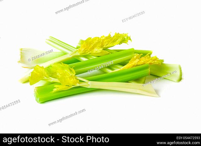 Fresh vegetable of Celery sticks isolated on white background