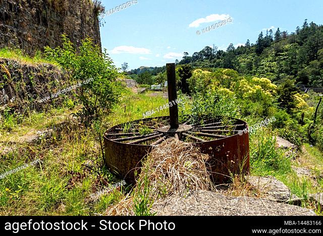 Remains of an old stamping battery in Karangahake of the past gold rush time, Coromandel peninsula, New Zealand