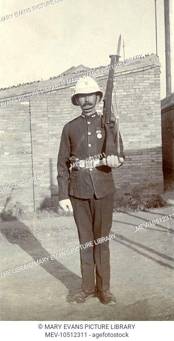 British guard in Peking (now Beijing), China, with rifle and bayonet