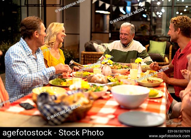Multi-generation Caucasian family during a dinner