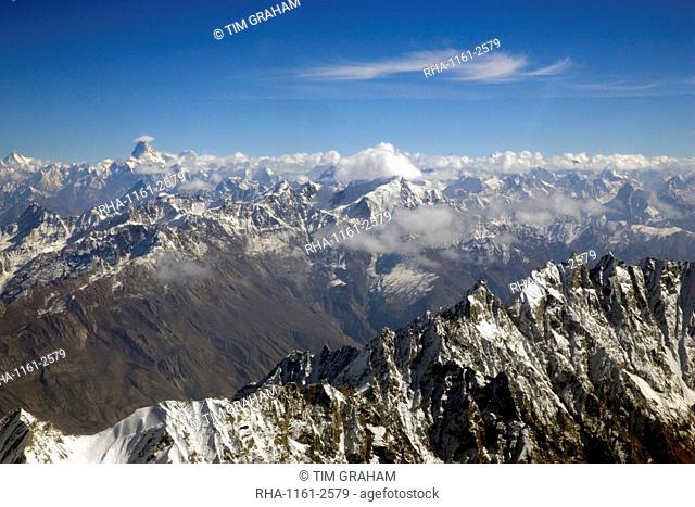 Snow-covered peaks of Karokoram Mountains, Skardu Valley, North Pakistan