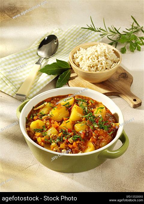Hearty potato stew with lentils