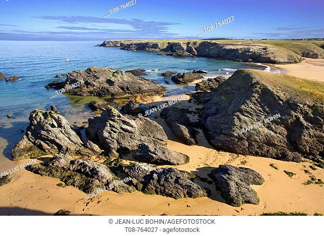 Brittany, Belle-Ile, wild coast : beach of Donnant