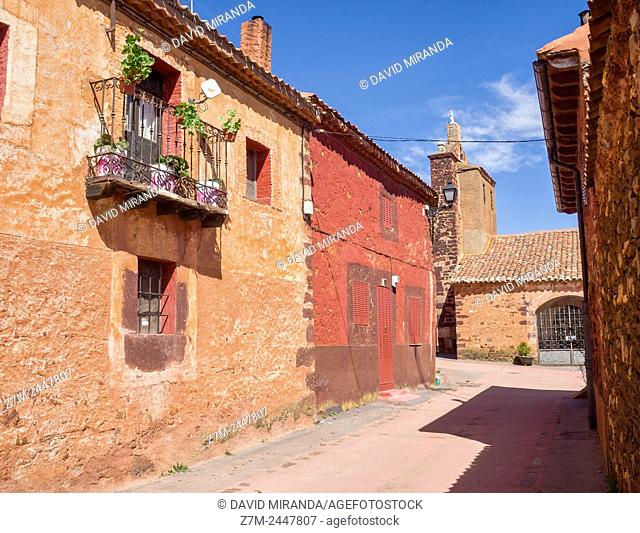 Villacorta. Pueblo rojo (Red village). Ruta de los pueblos rojos, negros y amarillos (route of the red, black and yellow villages). Segovia