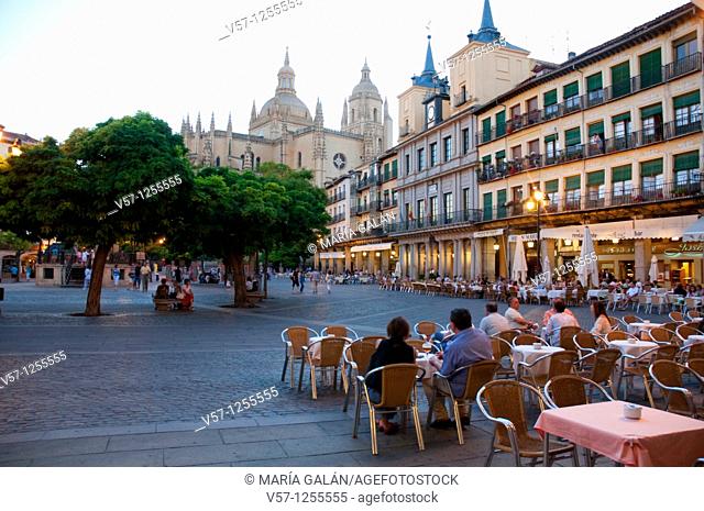 Main Square at evening. Segovia, Castilla León, Spain