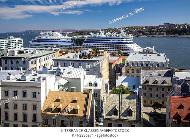 The port of Quebec City with a cruise ship docked, Quebec, Canada