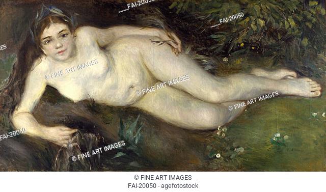 A Nymph by a Stream. Renoir, Pierre Auguste (1841-1919). Oil on canvas. Impressionism. 1869-1870. France. National Gallery, London. 66, 7x122, 9