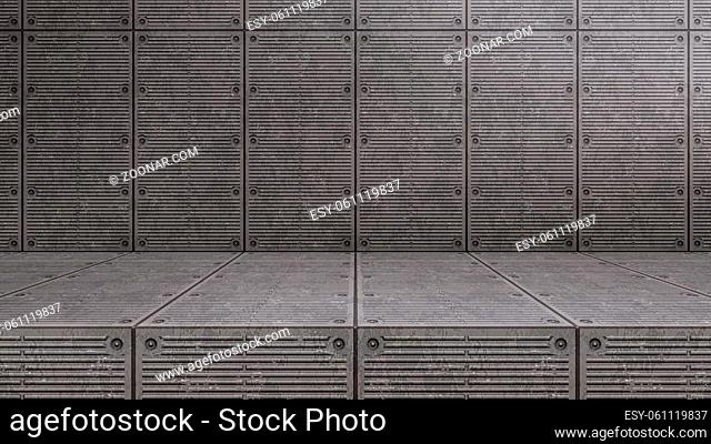 Empty modern studio table room background, product display with copy space for display of your content, 3D illustration