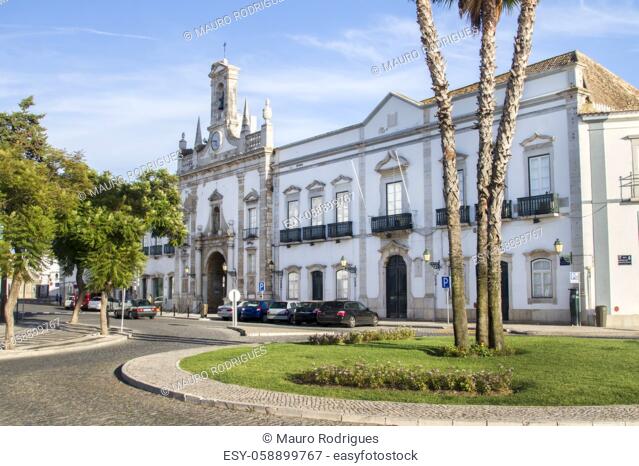 View of the iconic landmark church of the city of Faro, Portugal