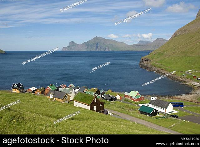 Elduvik, Funningsfjördur, Funningsfjordur Fjord, Esturoy Island, Faroe Islands, Denmark, Europe