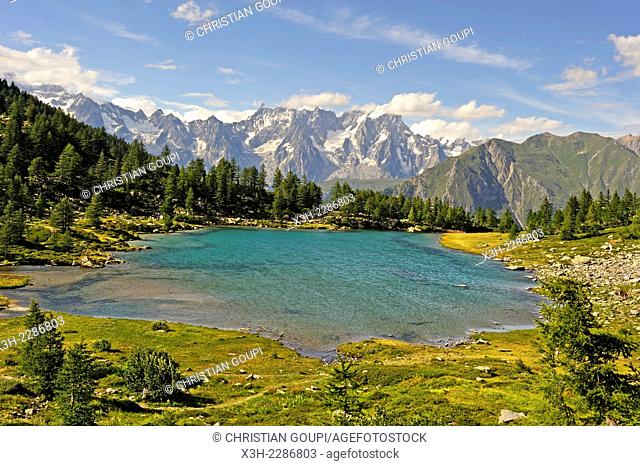 mountain lake Arpy, near La Thuile, Aosta Valley, Italy, Europe