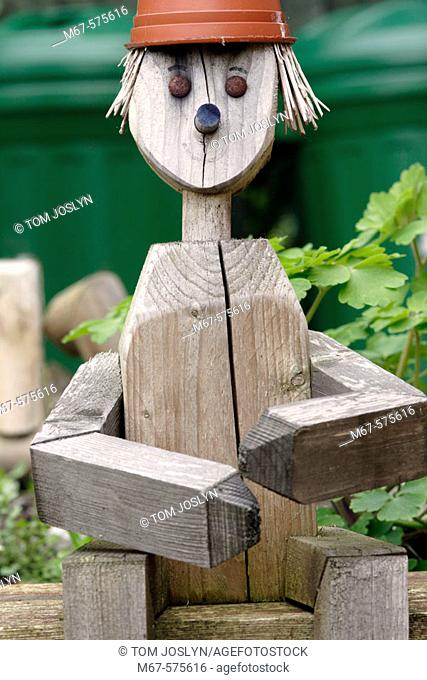 Wooden garden figure.England , UK