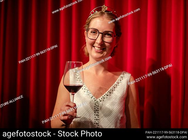 17 November 2022, Baden-Wuerttemberg, Pfedelbach: Carolin Häußer is on stage as the new wine queen at the election of the 57th Württemberg Wine Queen