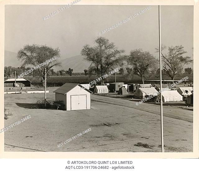 View of Kern migrant camp, community center at left. California, Dorothea Lange (American, 1895 - 1965), November 1936, Gelatin silver print, 18