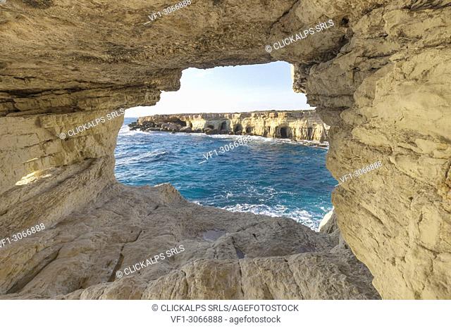 Cyprus, Ayia Napa, The sea caves at Cape Greco