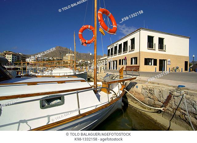 Llauts, typical fishing boats. Port de Pollensa, Majorca, Balearic islands, Spain