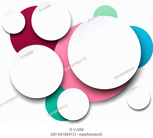 Vector illustration of white paper round speech bubbles over coloful background. Eps10