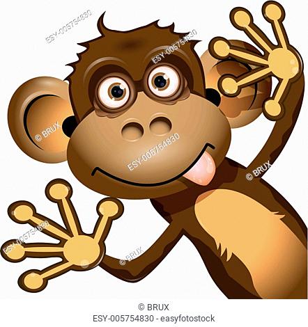 Monkey cartoon brown Stock Photos and Images | agefotostock