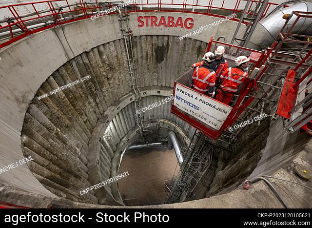 The tunnel breakthrough at the construction of the first section of metro line D from the intermediate tunnel to the future Olbrachtova station, in Prague