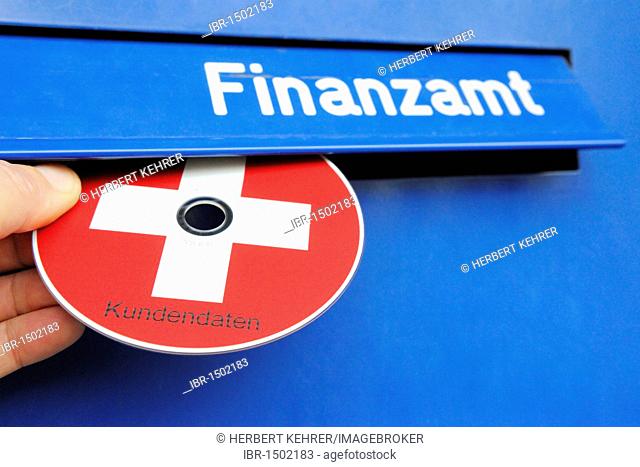 Briefkasten Finanzamt, mailbox, tax office, CD, DVD of tax evaders, tax dodgers