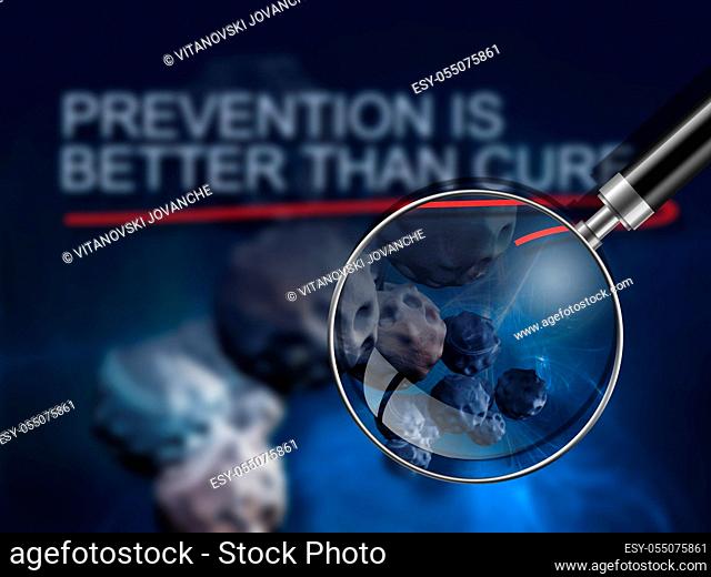words prevention is better than cure with red line on background of cancer cell image