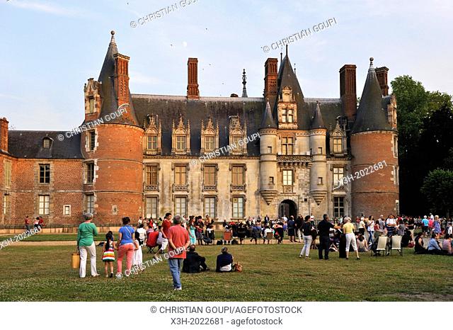 spectators waiting for the night show at the Chateau de Maintenon, Eure & Loir department, region Centre, France, Europe