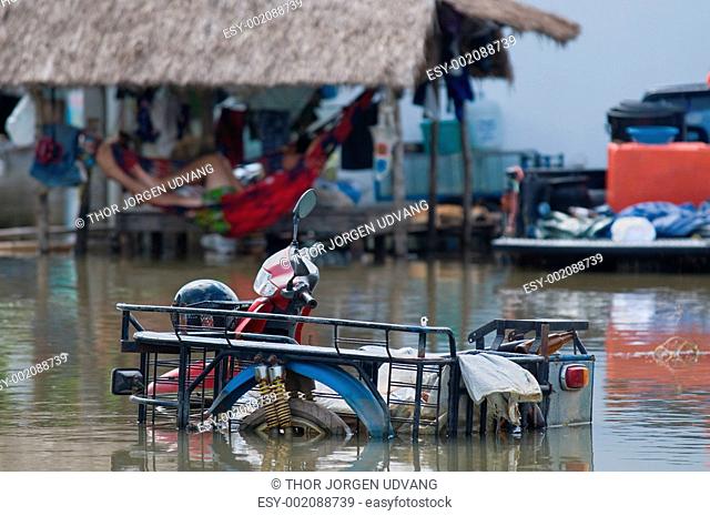 Flooded motorbike in Thailand