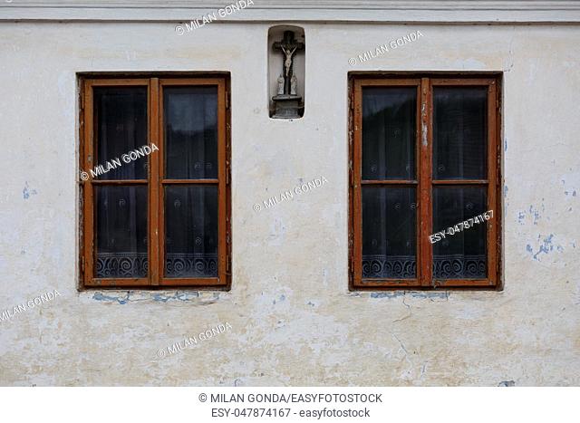 Traditional house with a crucifix, Orava region, Slovakia