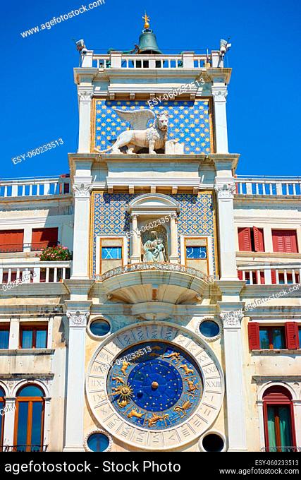 Clock Tower (Torre dell'Orologio) at St. Mark's Square (Piazza San Marko) in Venice, Italy