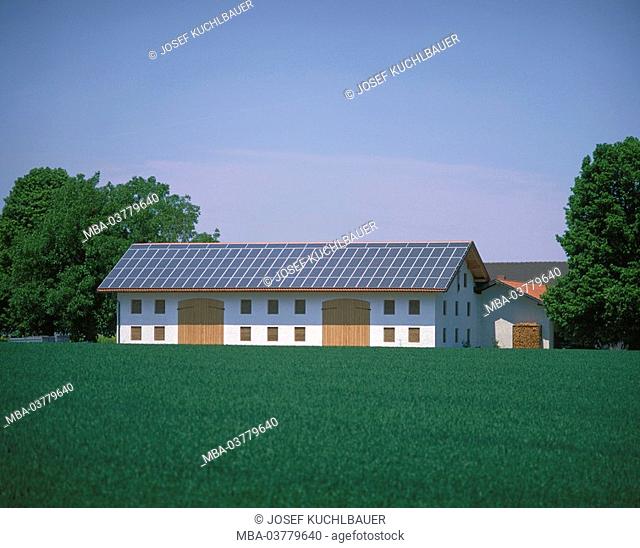 Farm, barn, solar modules, photovoltaics installation