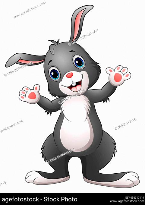 Vector illustration of Happy rabbit cartoon