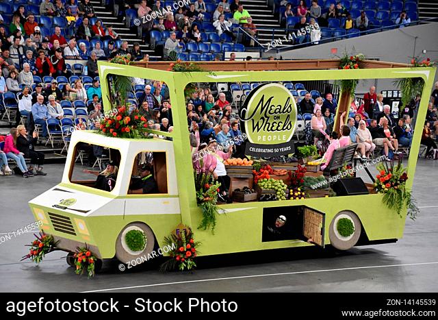 The 2019 Spirit Mountain Casino Grand Floral Parade at Moda Center in Portland, Oregon