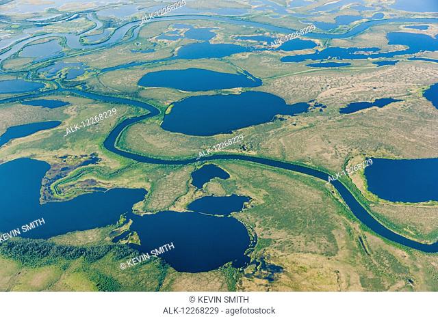 Aerial view of the Kobuk River Delta, Arctic Alaska, summer