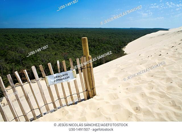 Dune of Pyla, the highest sand dune of Europe, located in La Teste-de-Buch, in the Arcachon Bay area  Aquitania coast  Gironde department, France