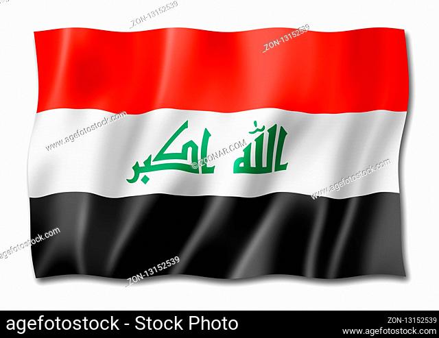 Iraq flag, three dimensional render, isolated on white