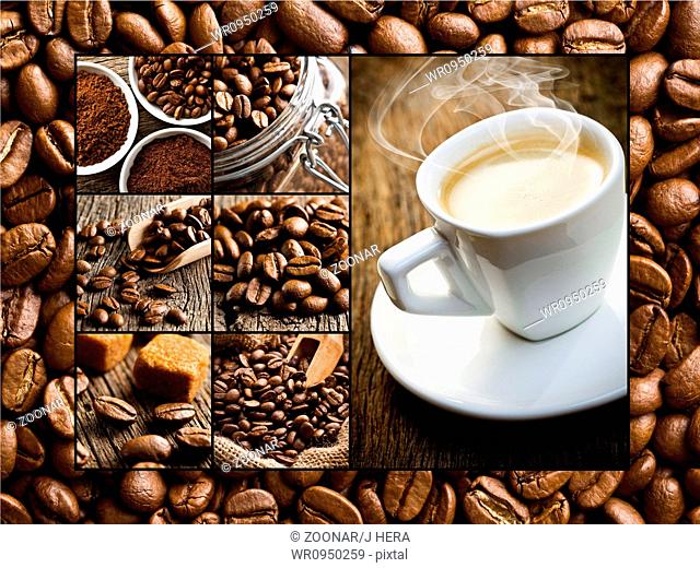 collage of different coffee motifs