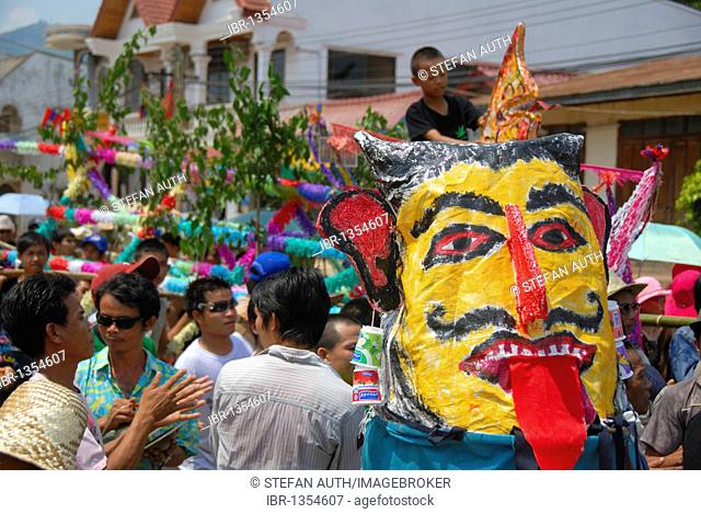 Festival, street parade, mask, Muang Xai, Oudomxai province, Laos, Southeast Asia, Asia