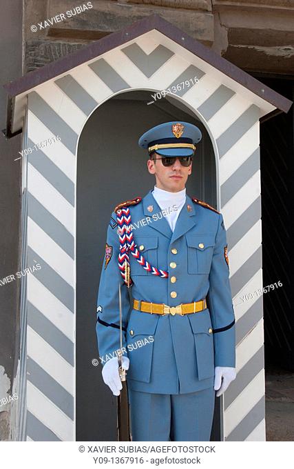 Prague Castle guard Soldier standing, Prague, Czech Republic