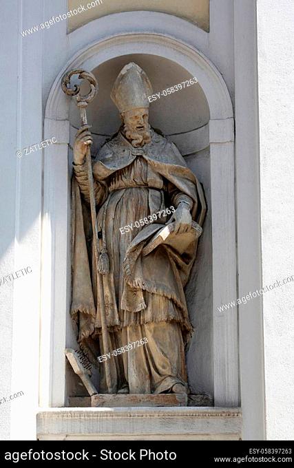Saint Blaise, marble statue. St. Lucia Church. Parma. Emilia-Romagna. Italy