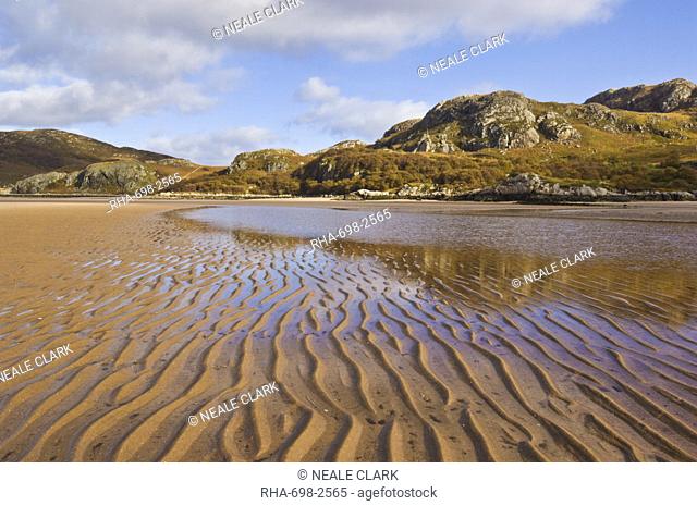 Sand ripple patterns on Little Gruinard beach, Gruinard Bay, Wester Ross, Northwest Scotland, United Kingdom, Europe