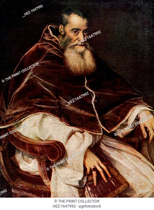 Pope Paul III (1468-1549), 1543 (1930). Born Alessandro Farnese, Pope Paul III was Pope between 1534 and 1549. Original found in the collection of the Museo e...