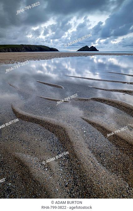 Sand patterns on the beach at Holywell Bay, Cornwall, England, United Kingdom, Europe