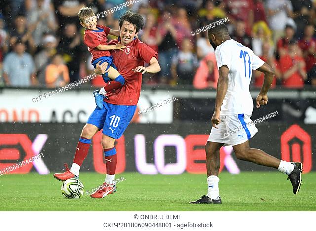 Tomas Rosicky and his son Tomas Rosicky Jr of Czech team and Alex Song of TR10 World Team in action during the match. Former captain of the Czech national...