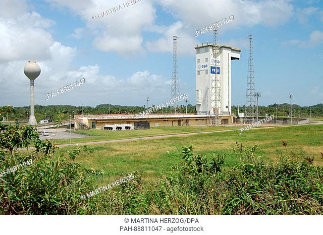 View of the starting ramp for an Ariane rocket at the Guiana Space Centre (Centre Spatial Guyanais, CSG) in Kourou, French Guiana, 6 March 2017